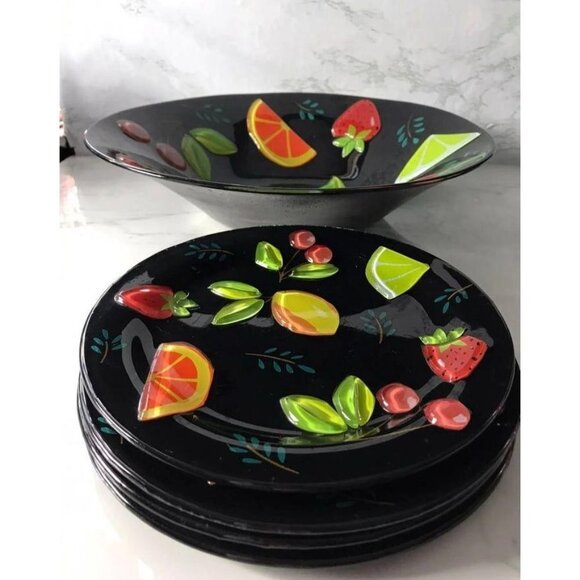 Block China Crystal Mixed Fruit 9" Salad Plates - Picture 3 of 4